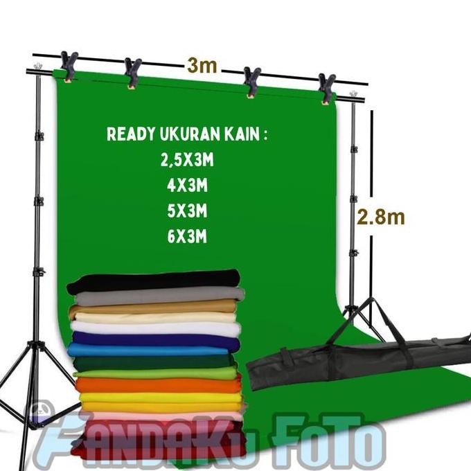Stand background dengan kain backdrop green screen