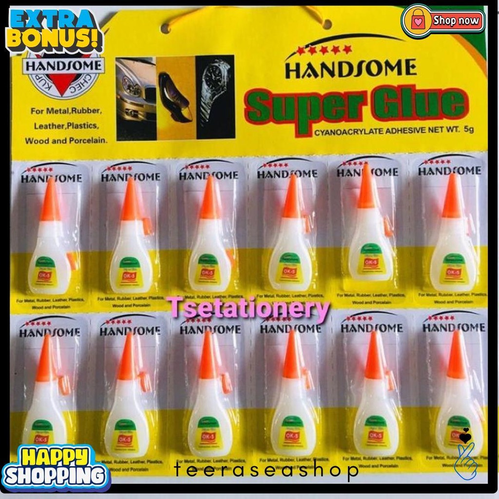 

12 Pcs - Lem Korea Renceng Botol Lem Setan Super Glue Original Handsome Bond 5Gr Terlaris! Produk Ini Banyak Dicari