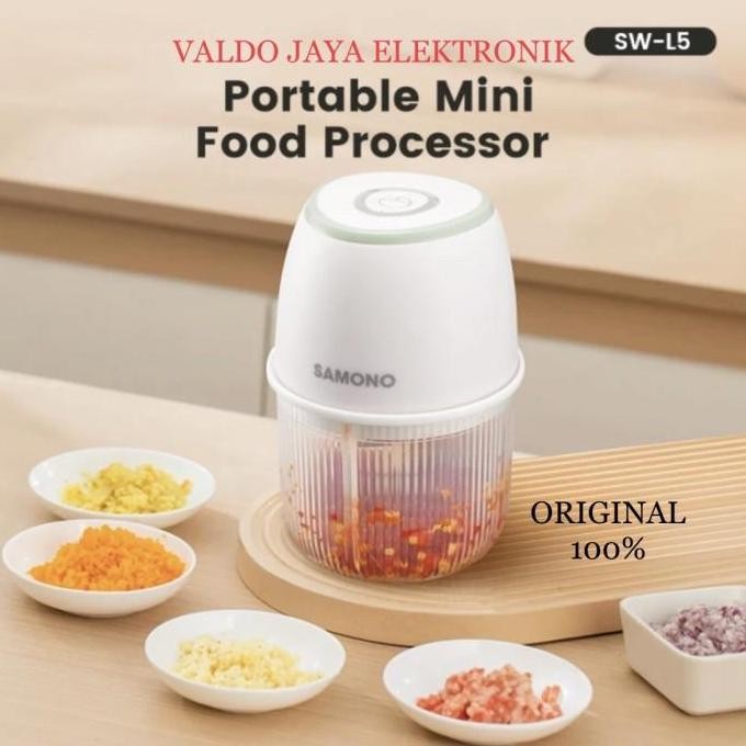 Tersedia SAMONO Mini Food Processor SW- L5 Blender Bumbu Charge Choper Mini