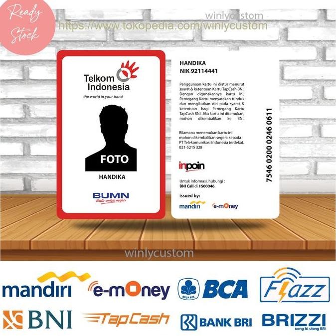 

READY E-Money Emoney Etoll MANDIRI ID CARD Telkom Kartu Nama -2 SISI NEW