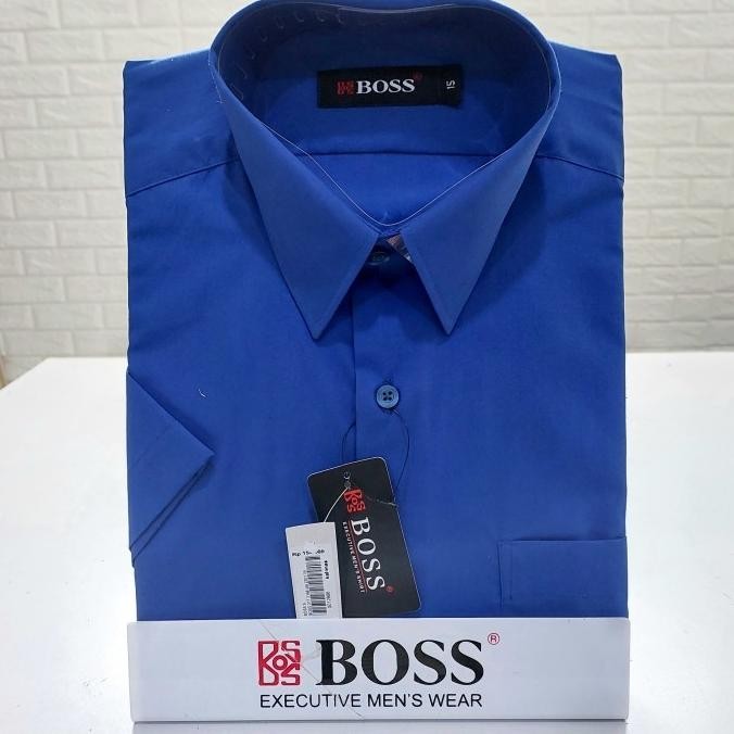 (Allthebest) Kemeja Boss polos putih regular pendek
