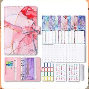 

READY Binder A6 Buku Agenda Notebook Motif Marmer Exclusive Zipper Bahan PU Leather Biru Pink Amplop Paper Stationery NEW