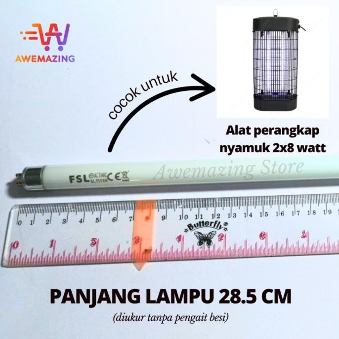 LAMPU UV PERANGKAP NYAMUK 8 WATT T5 8W (KRISBOW ACE HARDWARE FSL INSECT KILLER)