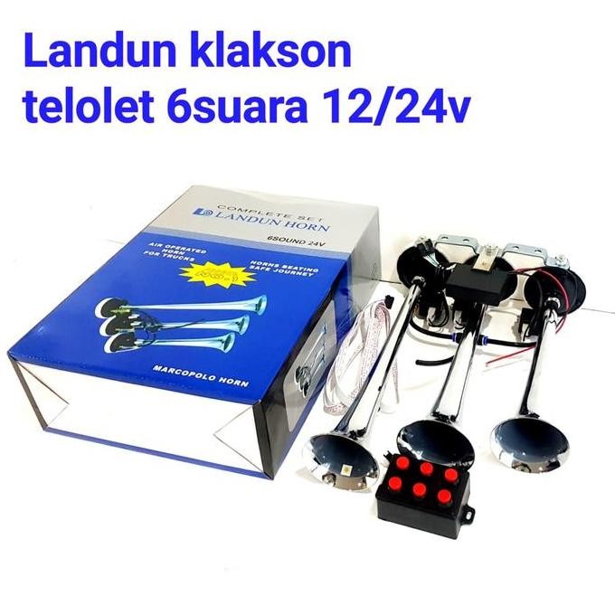 KLAKSON TELOLET 3 CORONG 6 SUARA 6 TOMBOL MARCOPOLO HORN TECH 12V 24V