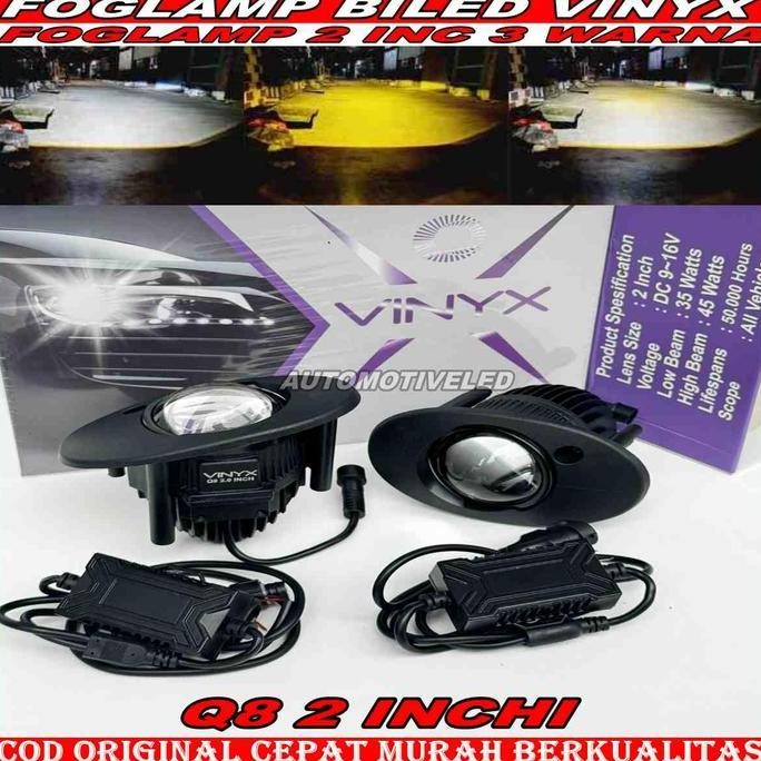 Tersedia ORIGINAL BILED FOGLAMP PROJIE Foglamp Projector Biled VINYX Q8 3 warna 2 inch Lampu Kabut P