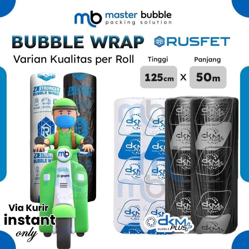 

Produk Baru!! Plastik Bubble Wrap DKM RUSFET 125cm x 50m - Bening & Hitam - Pembungkus Paket Online Aman