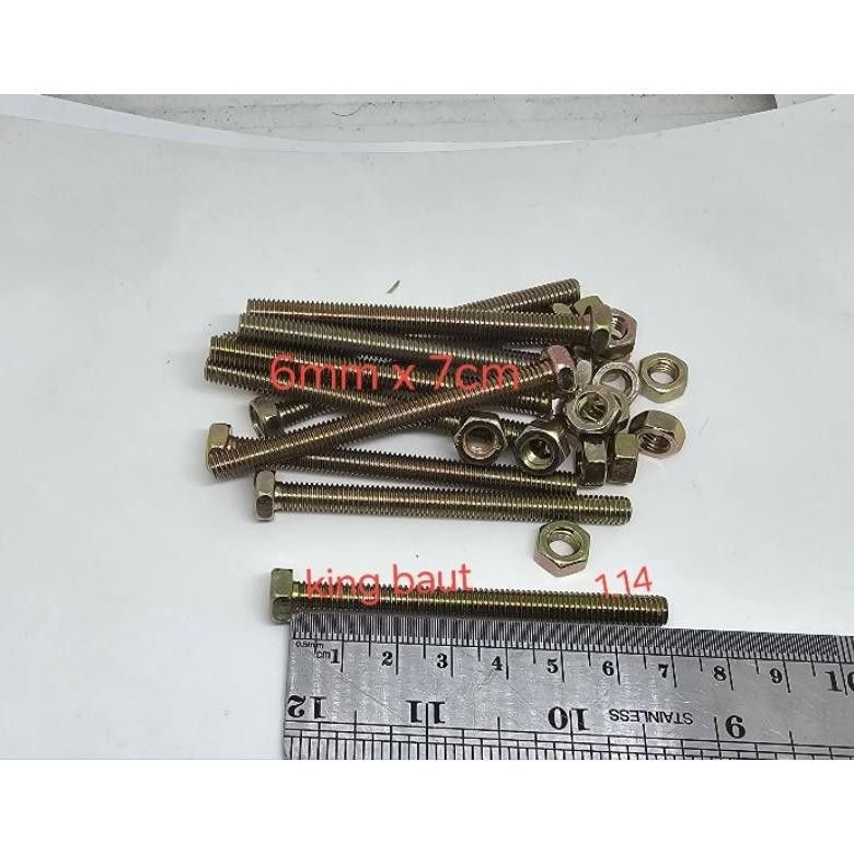 Produk Baru Paket 50 Set Baut 10 (6mm) x 7cm + Mur | Baut Panjang + Mur Kuat