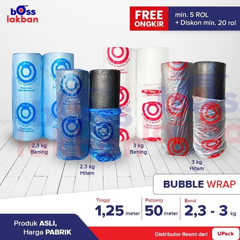 

Produk Baru!! Bubble Wrap Roll 125cm x 50m Bening Hitam Tebal Pelindung Barang UPACK