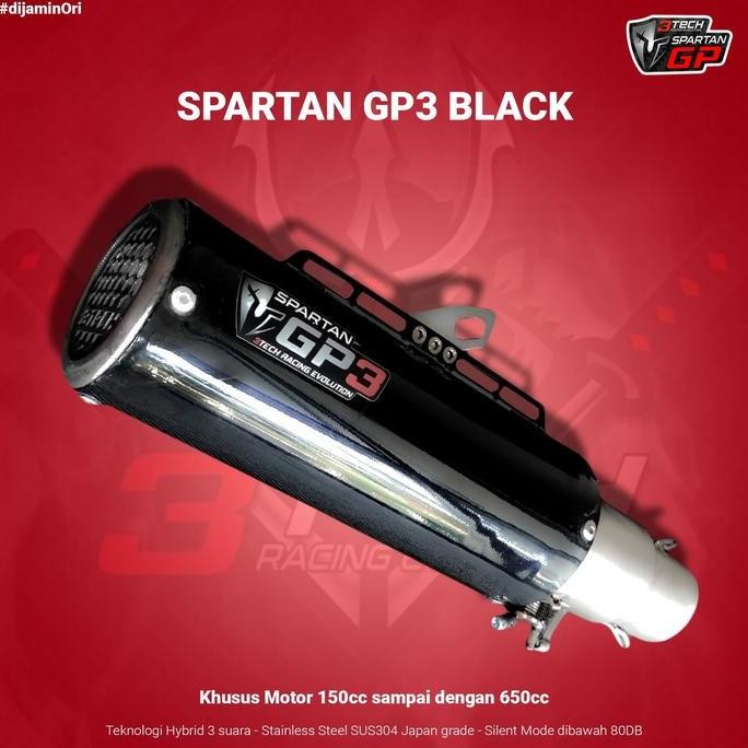 Knalpot Spartan GP3 Sport / Matic 250cc 2 Silinder Black