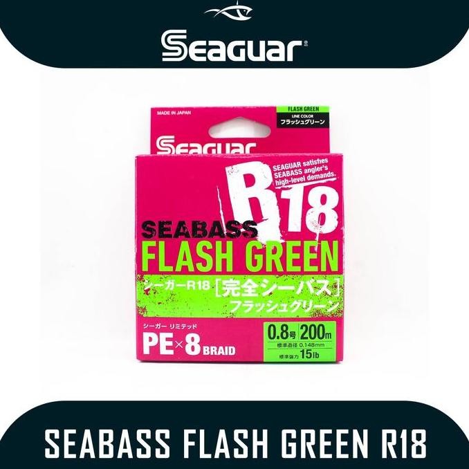 Tersedia Senar Pancing PE Seaguar Seabass Flash Green R18 200m