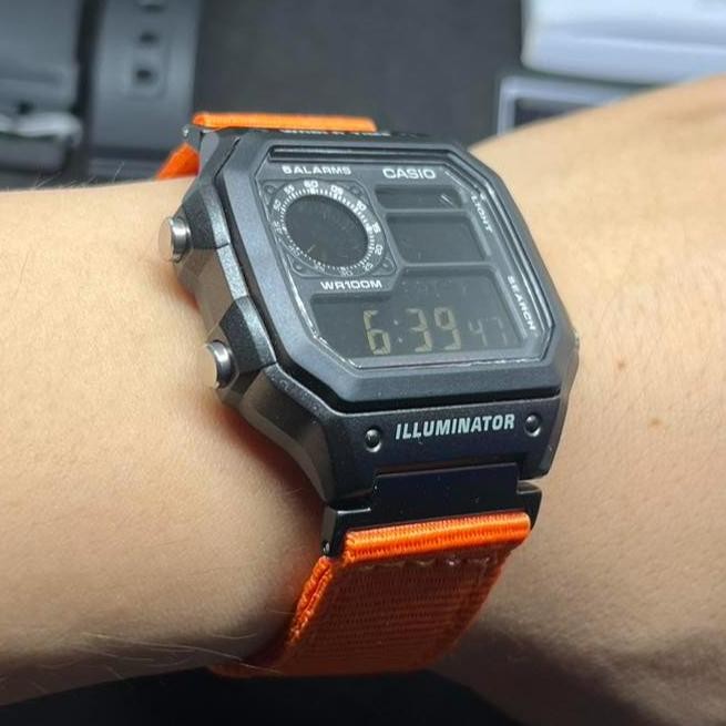 Casio Ae-1200 Royale Stealth Black Strap Nato Military Style Black Ops Custom Casio Mod Royale Ae-12