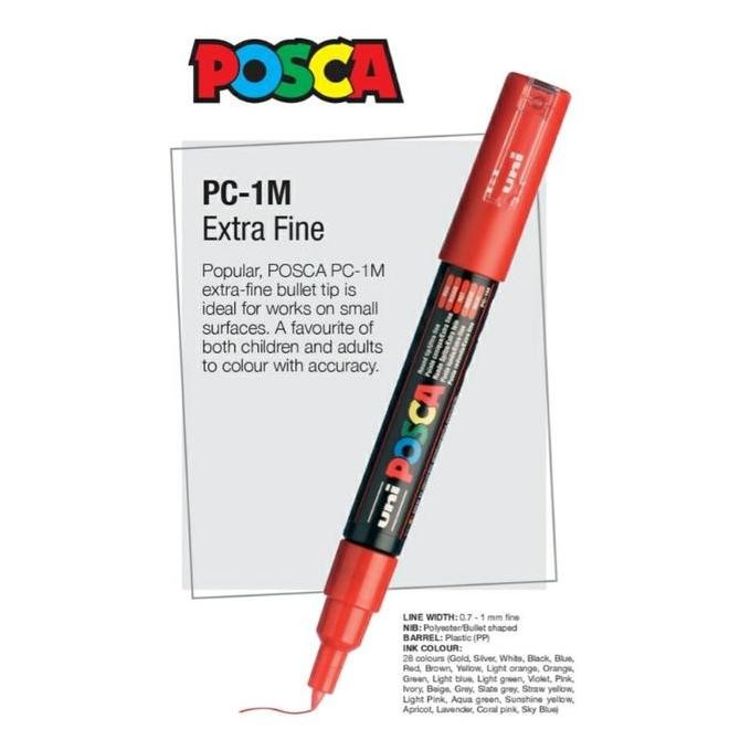 

UNI POSCA PAINT MARKER PC-1M - EXTRA FINE POINT, NIB SIZE : 0.7MM PERALATAN SEKOLAN SPIDOL TERBARU ASLI 100% ORIGINAL OFFICIAL MODERN GARANSI BRAND TERLARIS DISKON GROSIR COD TREND 2025 NEGO BAYAR DI TEMPAT DISKONGRATISONGKIR
