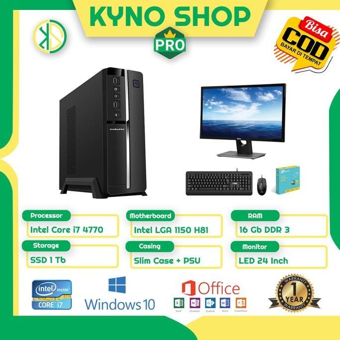 PC CPU Mini Core i7 4770 Ram 16 Gb SSD 1 TB LED 24 in Lengkap Fullset