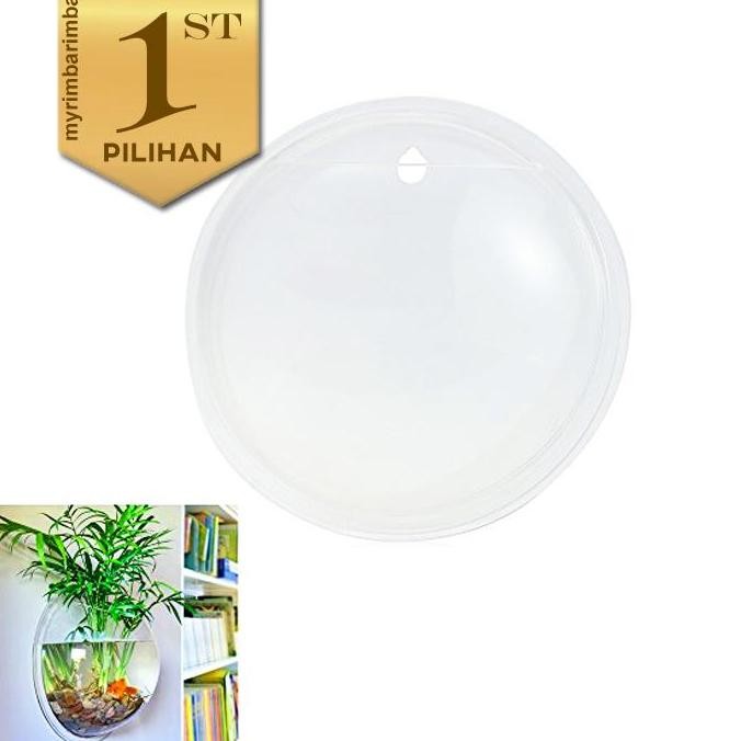 Aquarium Gantung Dinding Bulat Hiasan Aquascape Ikan Hias Tanaman Air