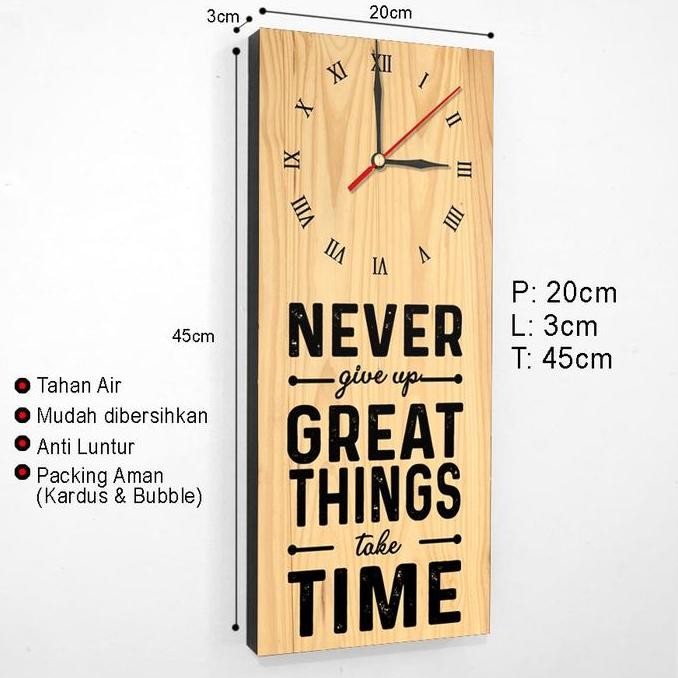 Jam Dinding Kayu Quotes Motivasi Hiasan Dekorasi Dinding Kafe Kopi