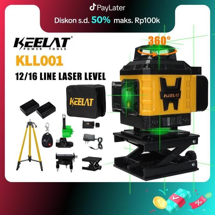 

Keelat-Kll0001 Laser Level 4D 16Lines/12Lines Adjustable 360 Rotary Cross Auto Measuring Self Leveling Tool