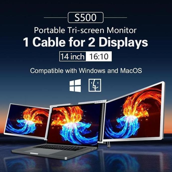 Portable Monitor Triple Display FHD 1920x1080 IPS XG TRI VIEW S500