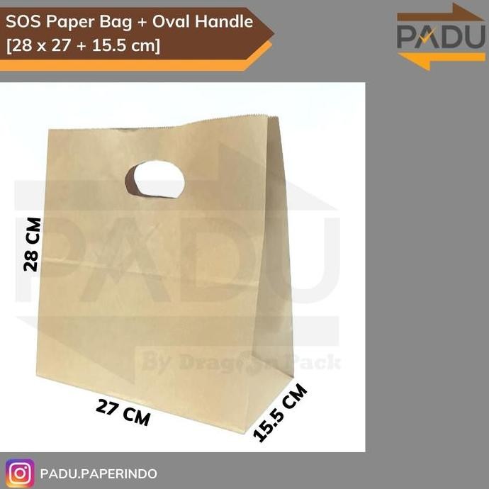 

ready stock SOS Paper Bag Handle (M) - Kantong Kertas Take Away / Kantong Belanja