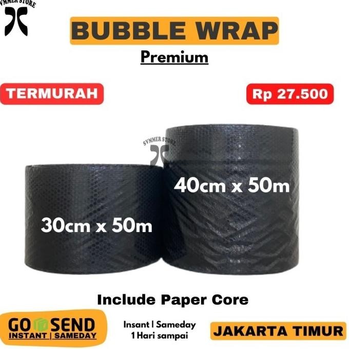 

ready stock Bubble Wrap Roll 30x50m 40x50m Hitam Bening 30cm x 50m 40cm x 50meter - Hitam Tipis, 40cm x 50m