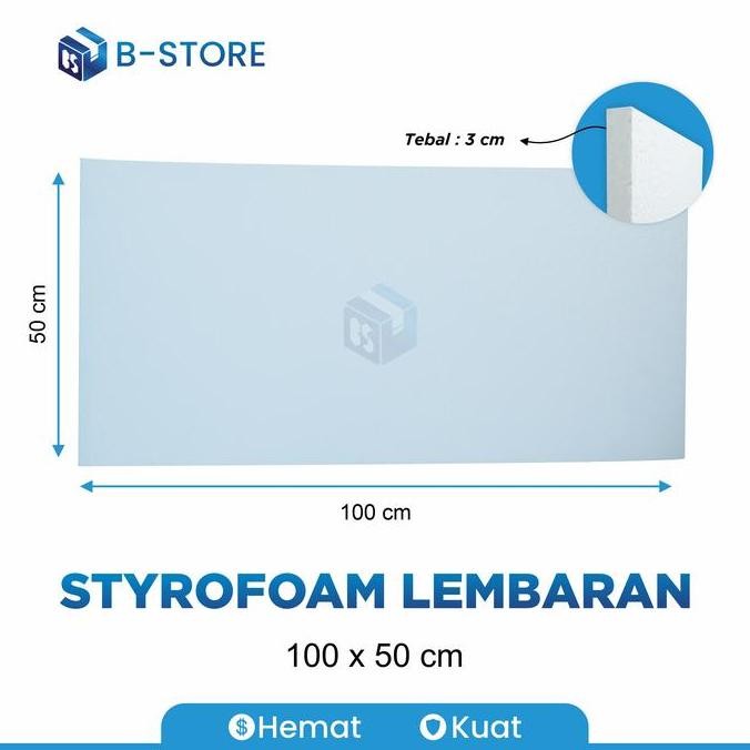 baru Styrofoam Lembaran 100x50 tebal 3cm