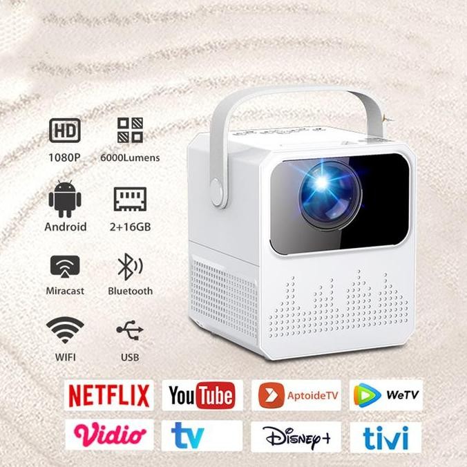 COD Android Proyektor T2mini Ram 2GB Built-in speaker Smart home proyektor Android 9 WiFi 1080p Proy