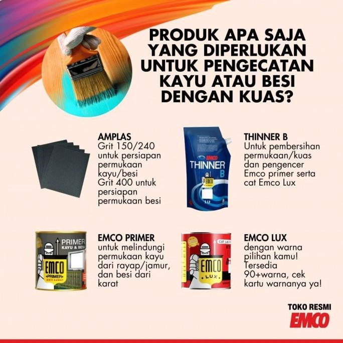 (Expert) Warna Estetik & Elegan Emco Lux Cat Kayu & Besi 1kg Gloss Finish Cat Pagar & Pintu Rumah