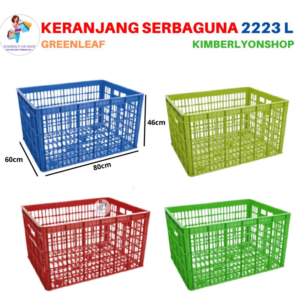 Keranjang Industri Container Box Roda 2223 L Green Leaf Stok