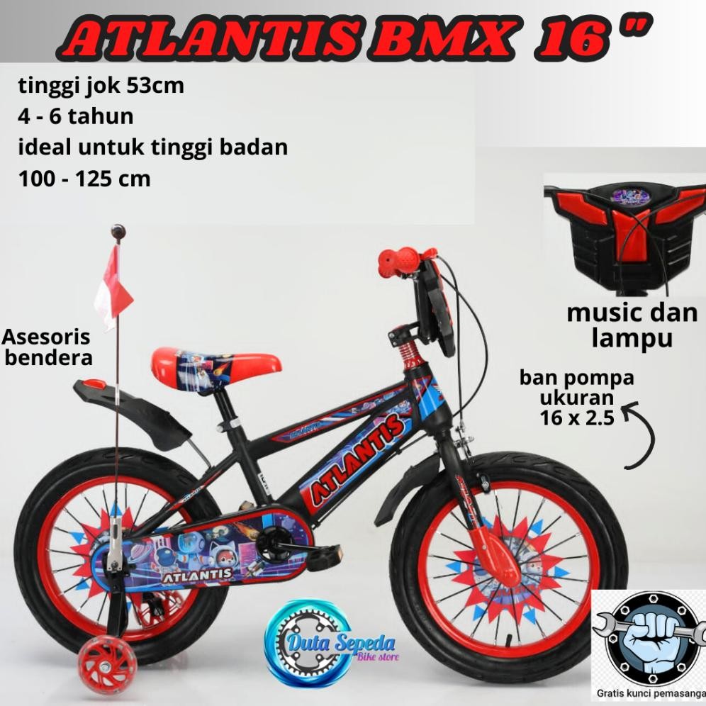 NEW sepeda anak laki laki 16 inch ban pompa usia 4 sampai 6 Tahun