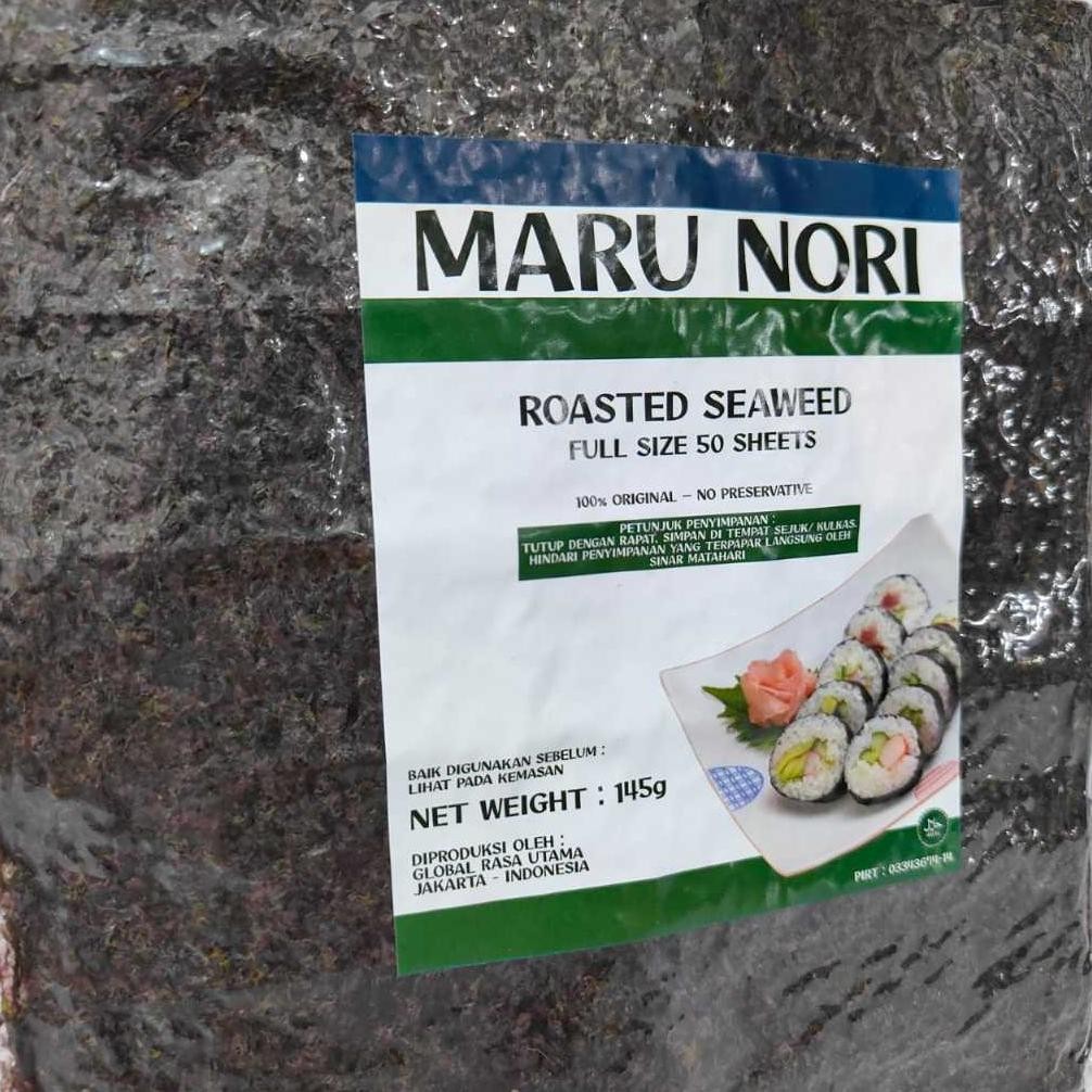 

ready Maru Nori Sushi 50 lembar - Roasted Seaweed Rumput Laut Panggang Halal 50s murah