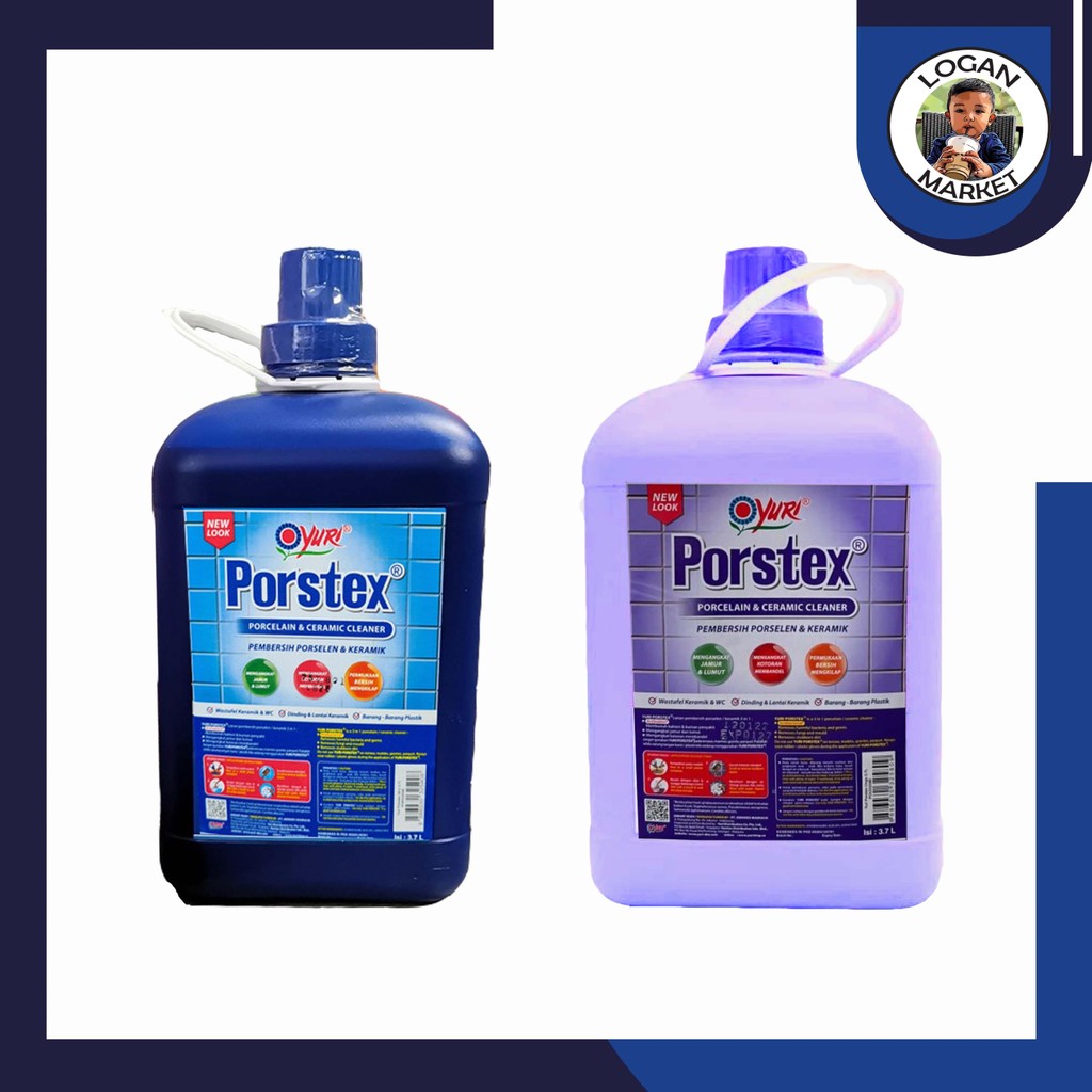 NEW Yuri Porstex Biru Ungu 3.7 3,7 Liter Cairan Pembersih Kerak Lantai Keramik Kamar Mandi Ampuh Por