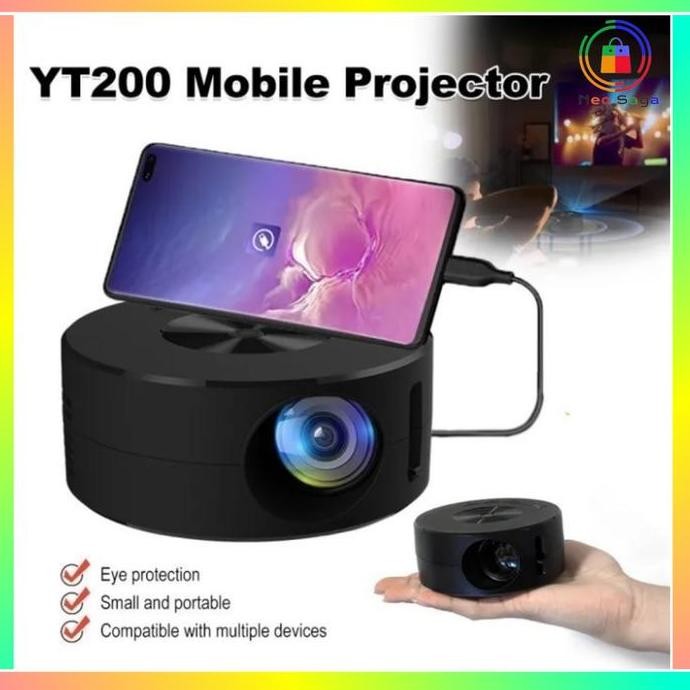 Projector Mini HD LED Proyektor YT200 Mobile Projector 1080P