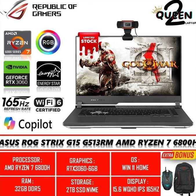 ASUS ROG STRIX G15 AMD RYZEN 7 6800H RTX3060-6GB RAM 32GB DDR5 2TB