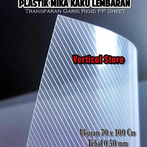 ready stock Plastik PP Mika Kaku Lembaran Bening Garis 70 x 100 cm Tebal 0.50mm