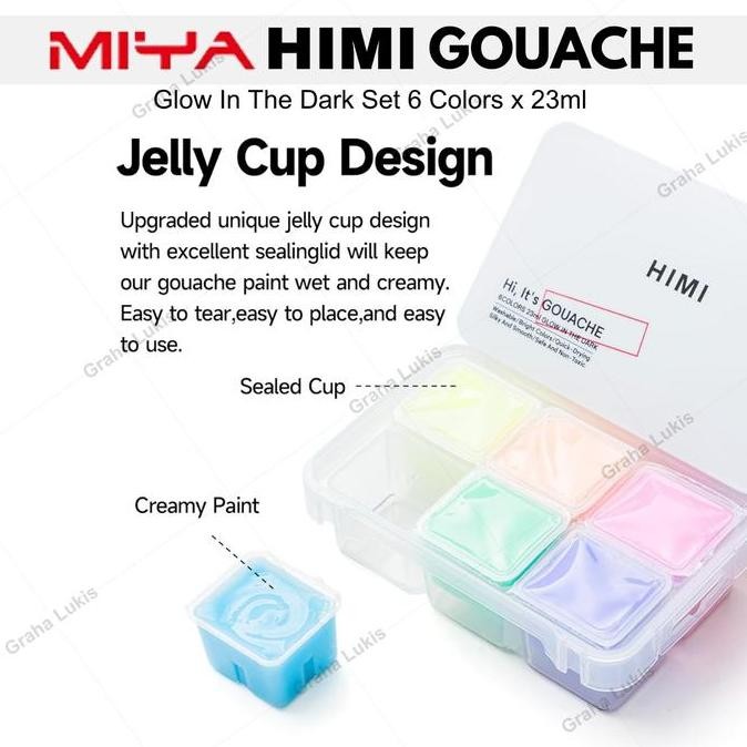 

ready Miya Himi Gouache Set 6 Colors x 23ml / Glow In The Dark - Cat Gouache
