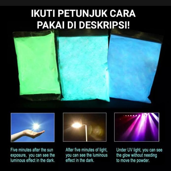 

ready Pewarna bubuk neon glow in the dark resin menyala slime bathbom lilin