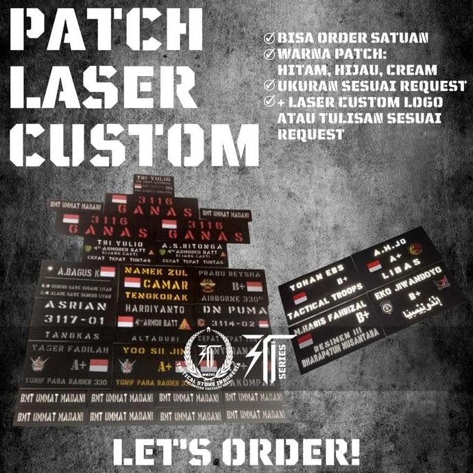 Patch Laser Custom - Patch Tactical Laser Custom Design Sesuai Request - Emblem Tactical murah