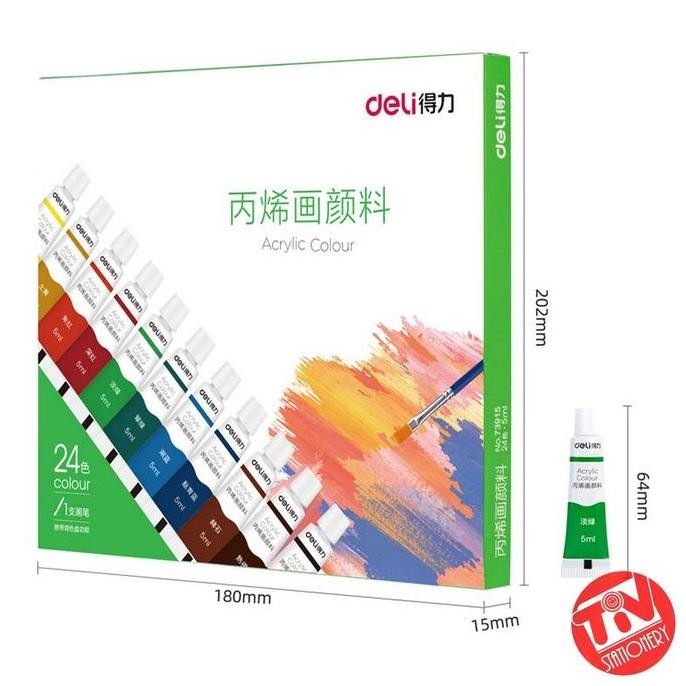 

ready Cat Akrilik Deli Acrylic Paint 24 Warna (24 x 5 ml) Bonus Kuas & Palet