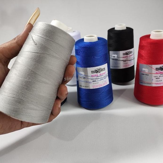 benang jahit 5000 yard tambang Abu Biru Katun Hitam Putih Merah murah