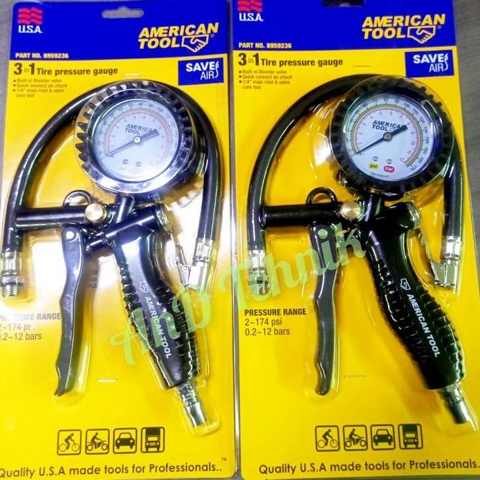 American Tool Tire Inflator Gun 3 Fungsi Ukuran Angin Pressure Gauge