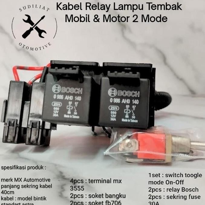 ready KABEL RELAY SET LAMPU TEMBAK MOTOR DENGAN  RELAY BOSCH - 2 MODE
