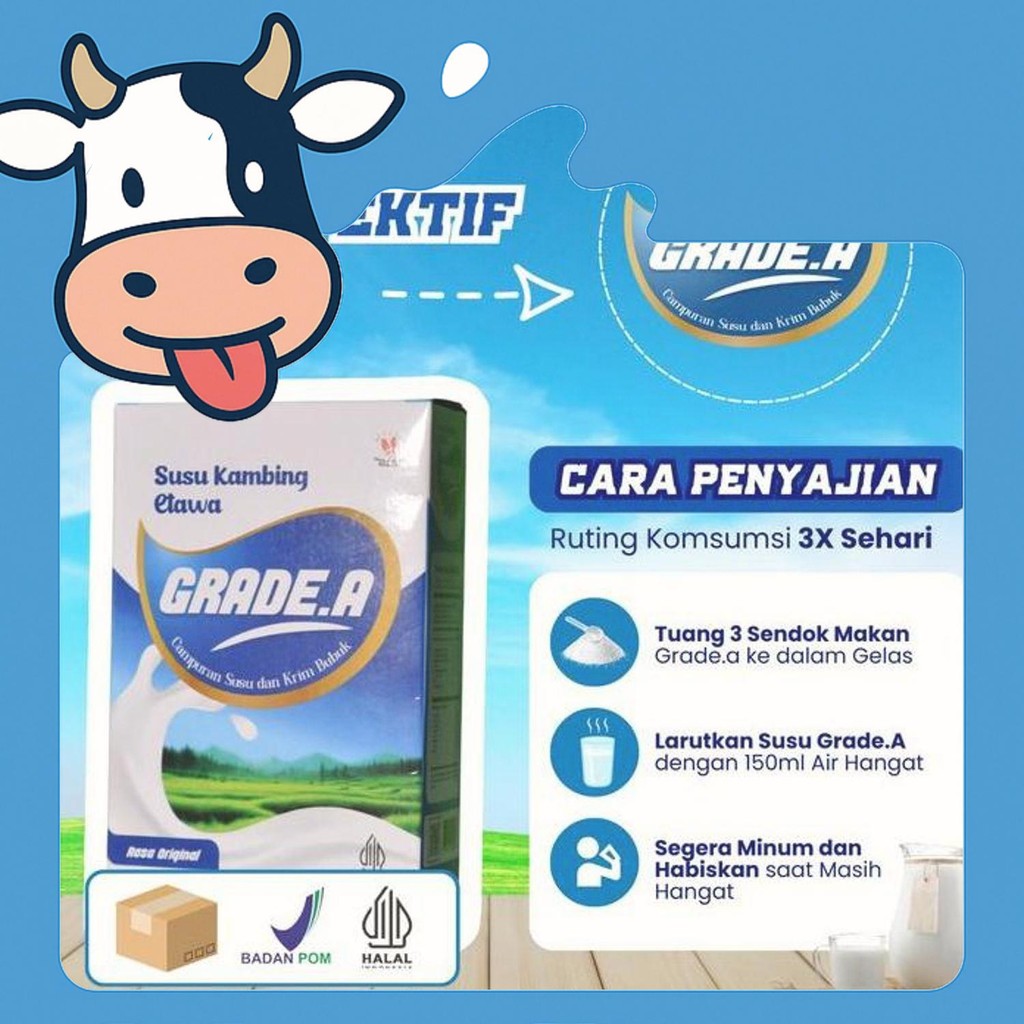 

Kualitas Terbaik Paket 2Box Susu Kambing Etawa Grade.A Kemasan 200Gr Box Rasa Original