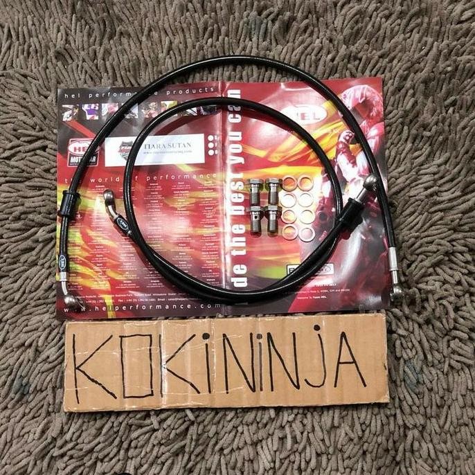 paket selang rem hel ninja r 125z 90cm 60cm depan belakang ori carbon