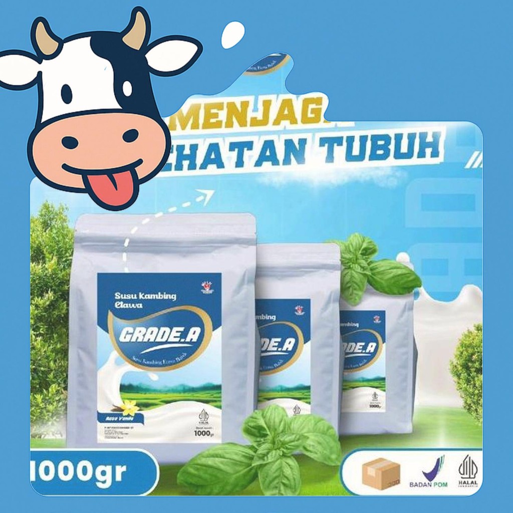 

Terbaru Susu Kambing Etawa Grade.A Rasa Vanila 1Kg/1000Gr