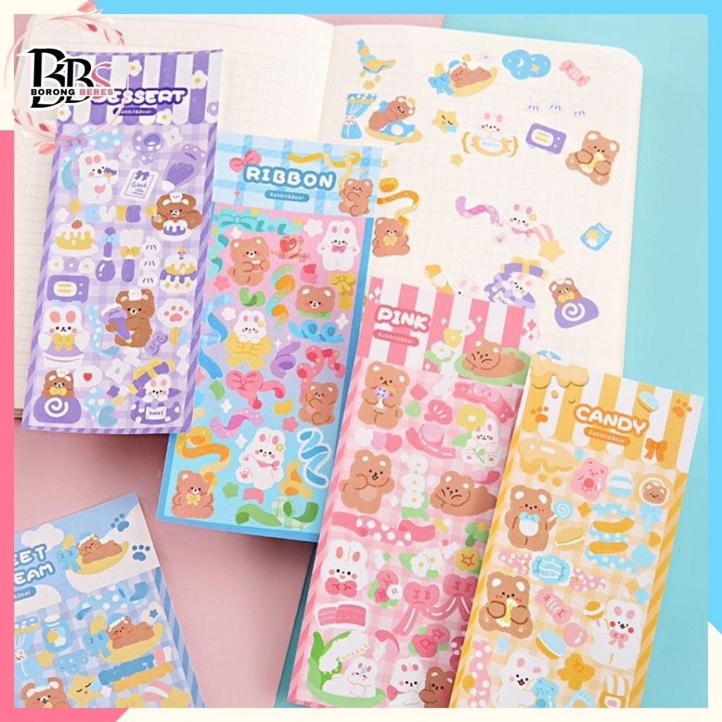 

BORES STICKER WATERPROOF KARTUN BEAR RABBIT HOLOGRAM STIKER MOTIF KARTUN BERUANG DAN KELINCI KOREA LUCU ANTI AIR DEKORASI HANDBOOK SCRAPBOOK DIY STICKER BOTOL MINUM TUMBLR VIRAL LUCU MURAH CANTIK