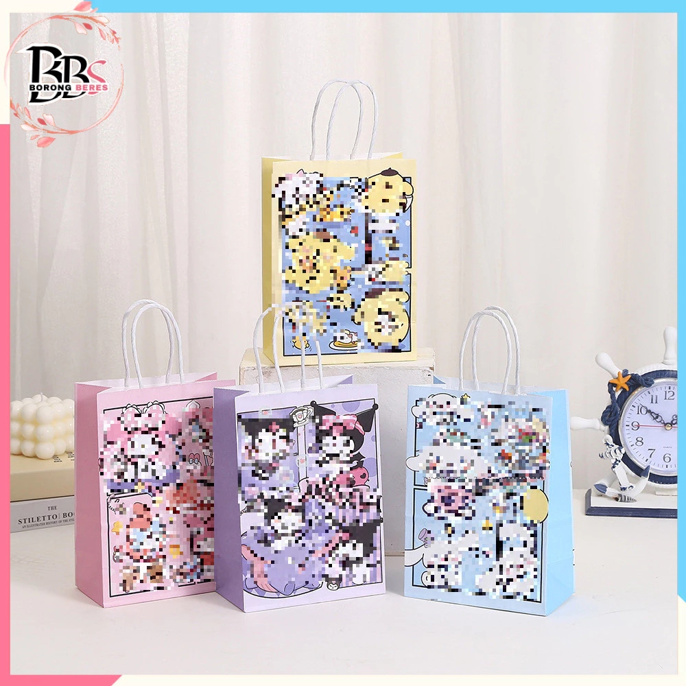 

BORES Paper Bag Kantong Kertas Happy birthday Animasi Goodie Bag Bingkisan Snack Anak Tas Hampers Kado Motif Kartun Lucu