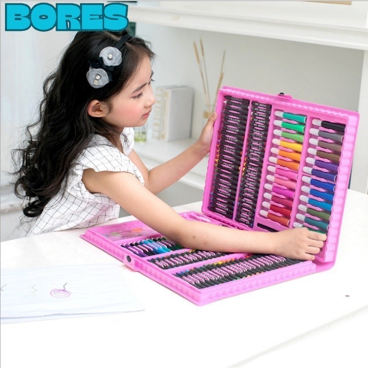 

BORES Drawing Set 168Pcs Oil Pastel Crayon 168 IN 1 Set Krayon Mewarnai dan Melukis Lengkap dengan Cat Air Alat Mewarnai Anak Anak Bentuk Koper
