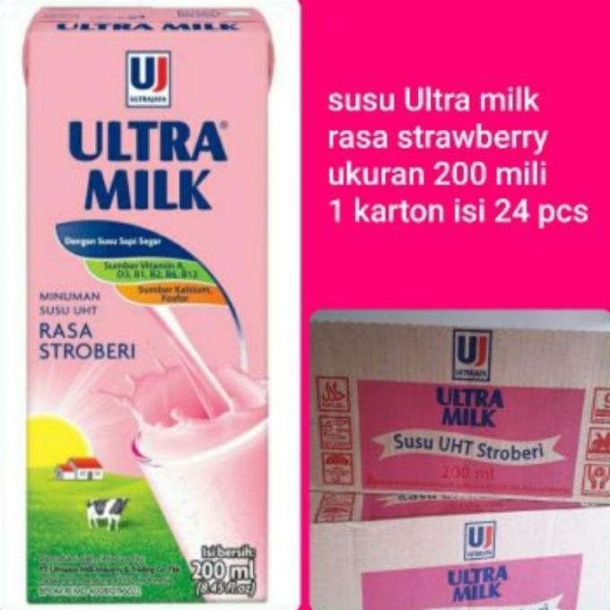 

(Expert) susu Ultra rasa strawberry ukuran 200 ml