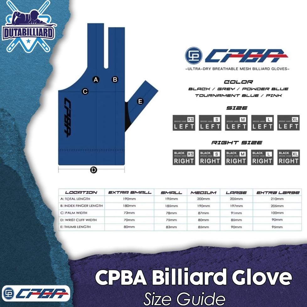 TERLARIS Sarung Tangan Billiard CPBA PRO Open Finger Billiard Gloves Original ghs-55