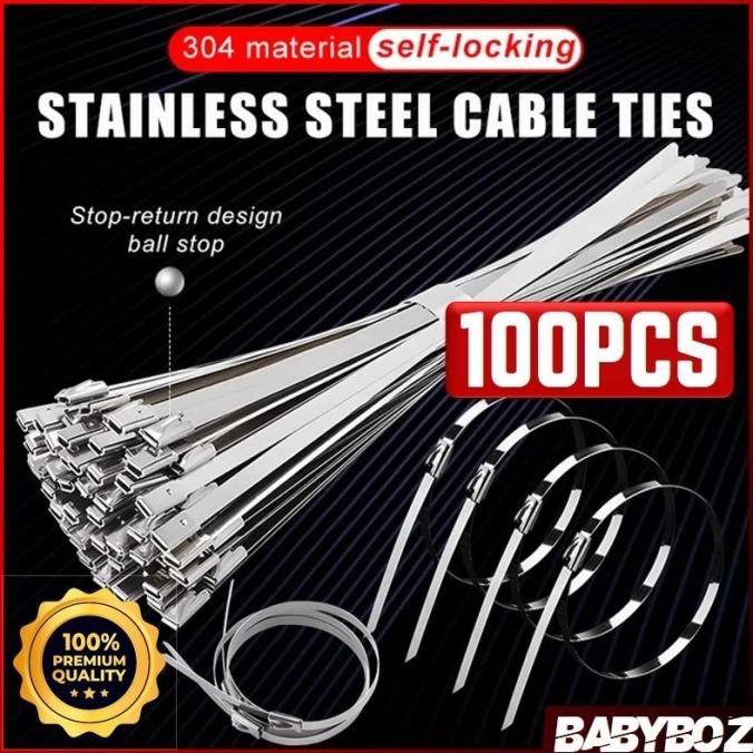 

(Expert) BABYBOZ - 100PCS PREMIUM ISFRIDAY Kabel Ties Stainless Steel Anti Karat Multifungsi 100 PCS 4.6 x 450 mm - IF10 - Silver