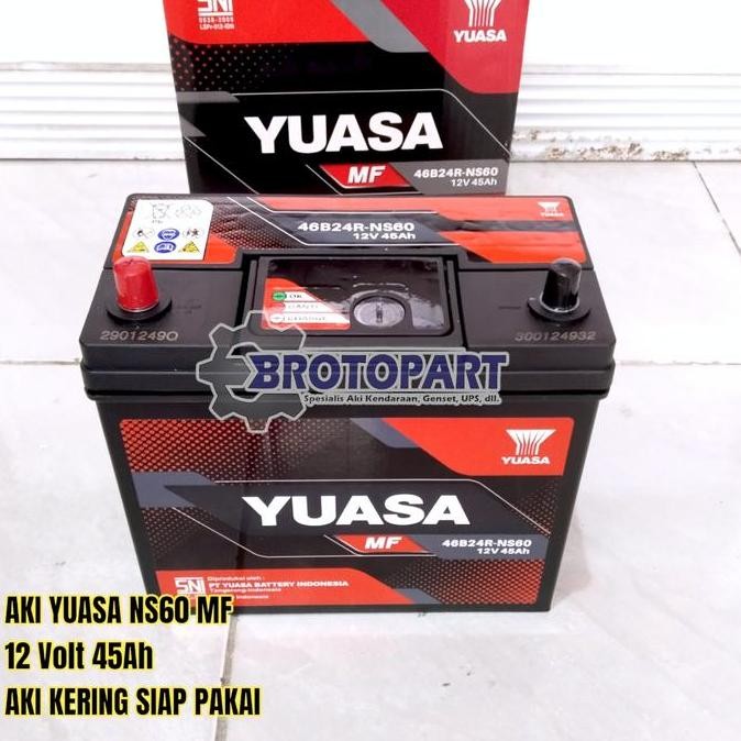 Aki Accu Mobil Yuasa NS60 46B24R MF 12V 45Ah Aki Kering Orinal Yuasa